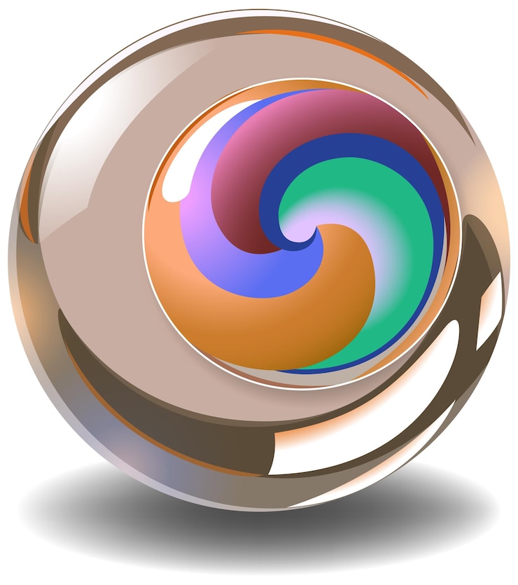 Gratis Vektor colorful swirl in glass sphere