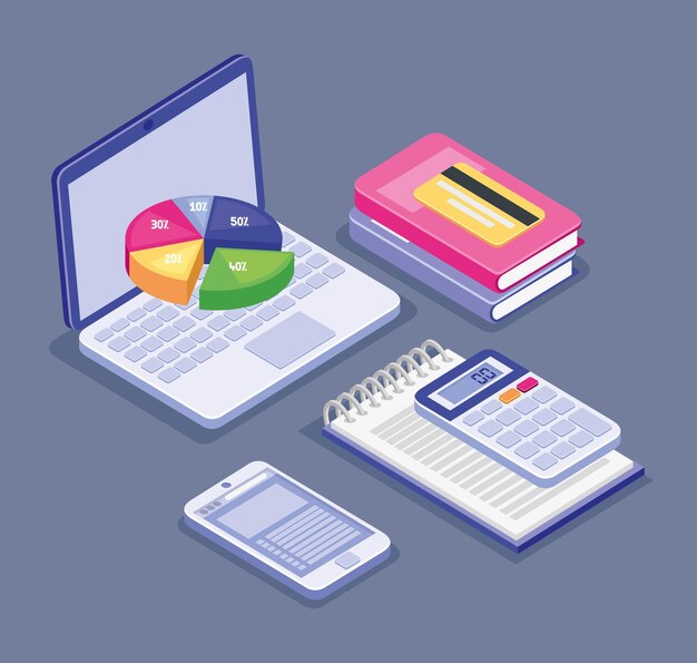 Computer and budget management icons
