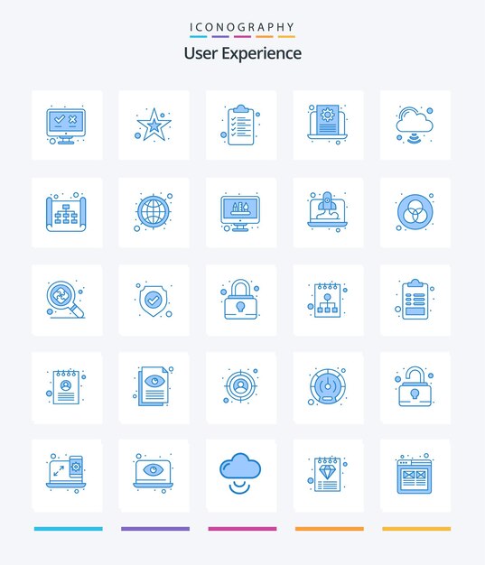 Creative User Experience 25 Blue icon pack Such As cloud network laptop archive web development