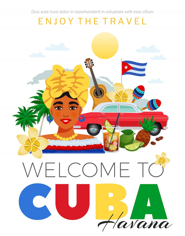 Gratis Vektor cuba og havana reise plakat