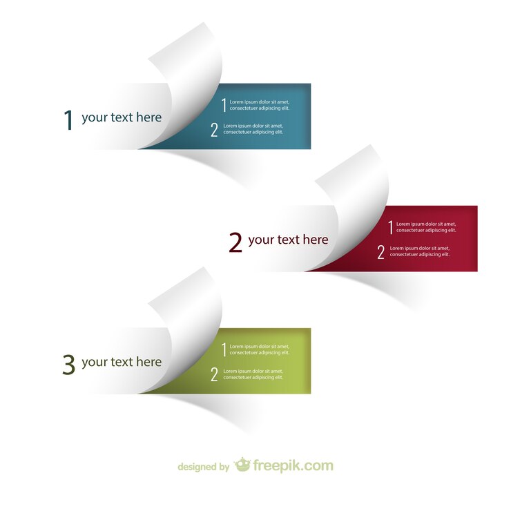 Gratis Vektor curled page infographic