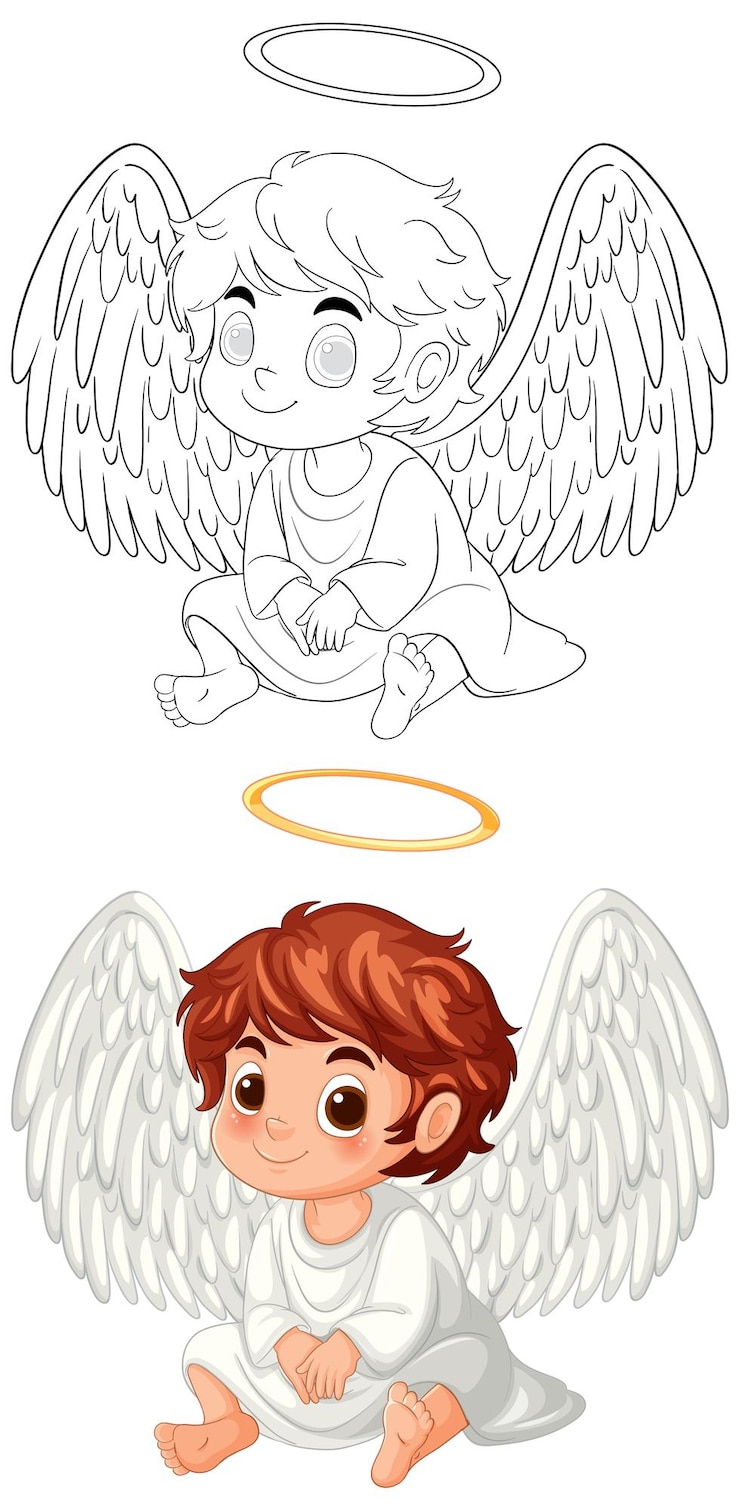 Gratis Vektor cute angel kids illustration