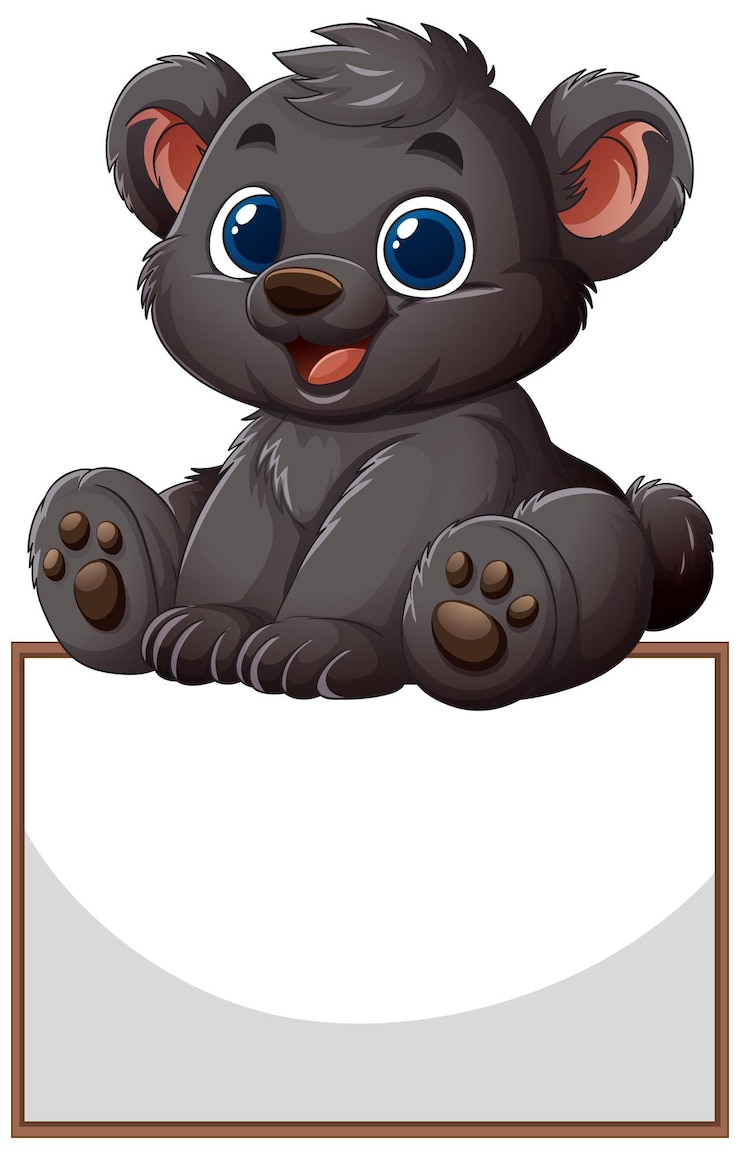 Gratis Vektor cute bear sitting on blank sign