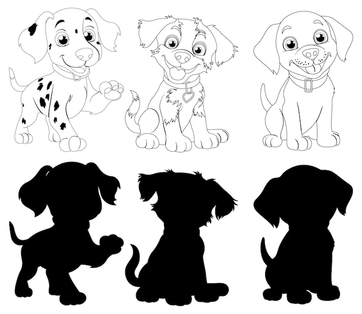Gratis Vektor cute cartoon puppies illustration