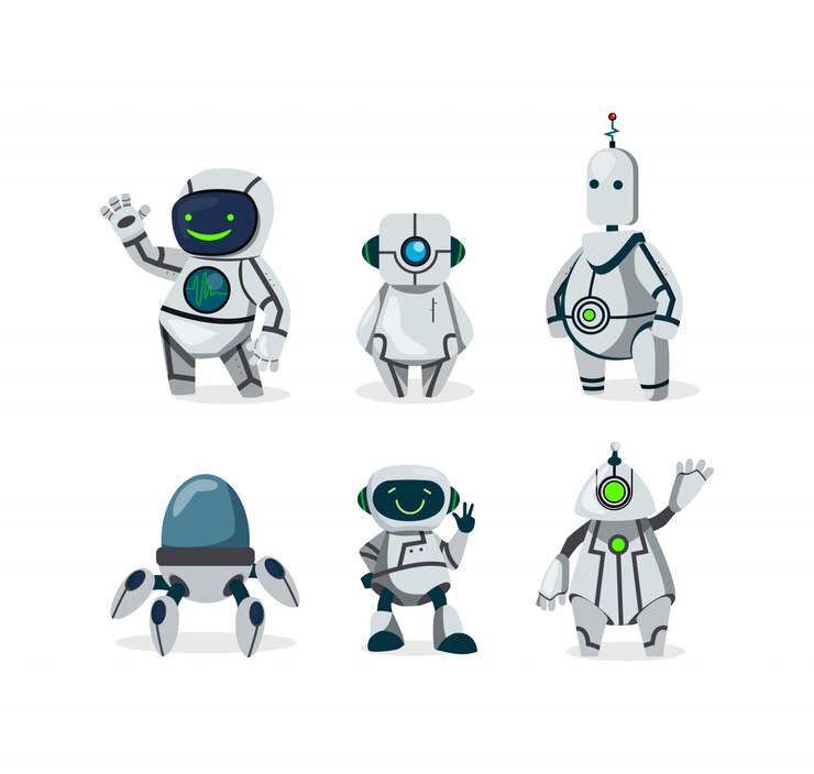 Gratis Vektor cute robots set