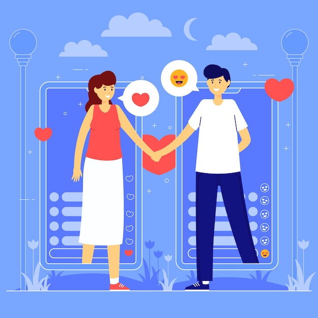 Cute young couple in love illustration