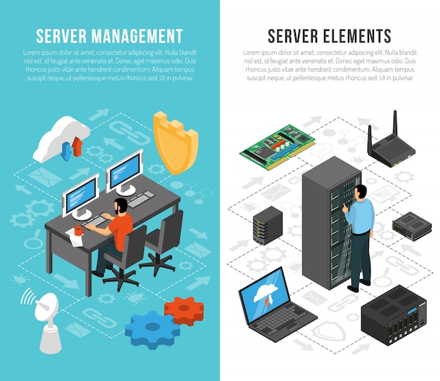 Datacenter Isometric Vertical Banners template
