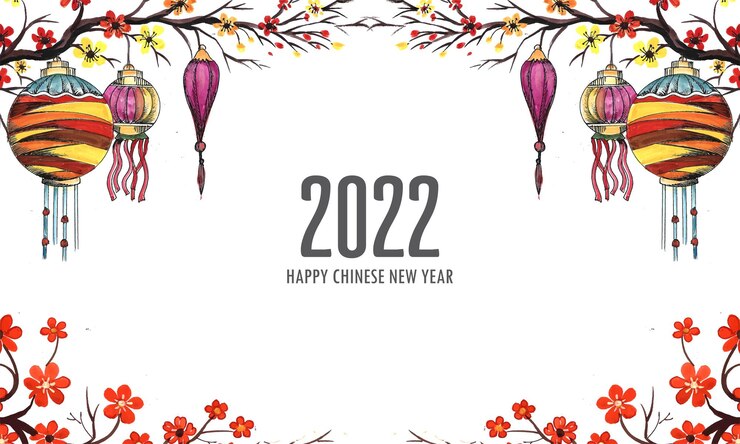Gratis Vektor decorative 2022 chinese new year for lantern greeting card background