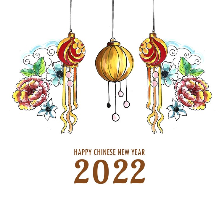 Gratis Vektor decorative 2022 chinese new year greeting card background