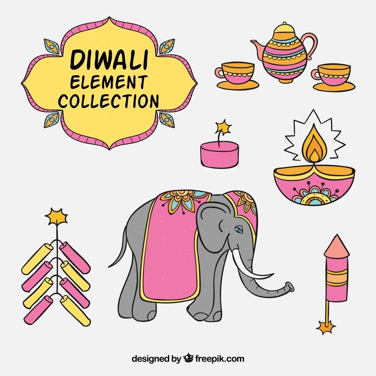 Gratis Vektor diwali elements collection