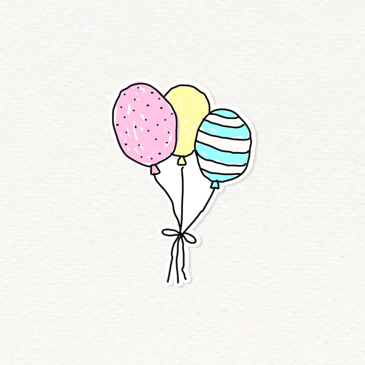 Gratis Vektor doodle colorful balloons journal sticker on a beige background vector