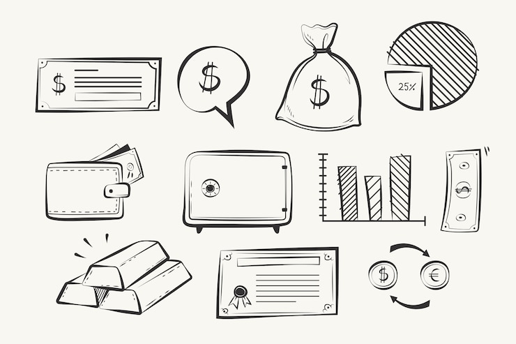 Gratis Vektor doodle hand drawn bank drawing illustrations