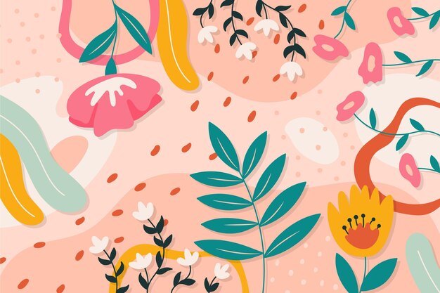 Drawn spring background with flowers