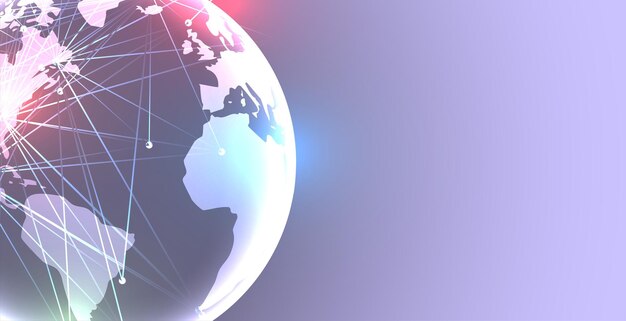 Earth with digital network connection background