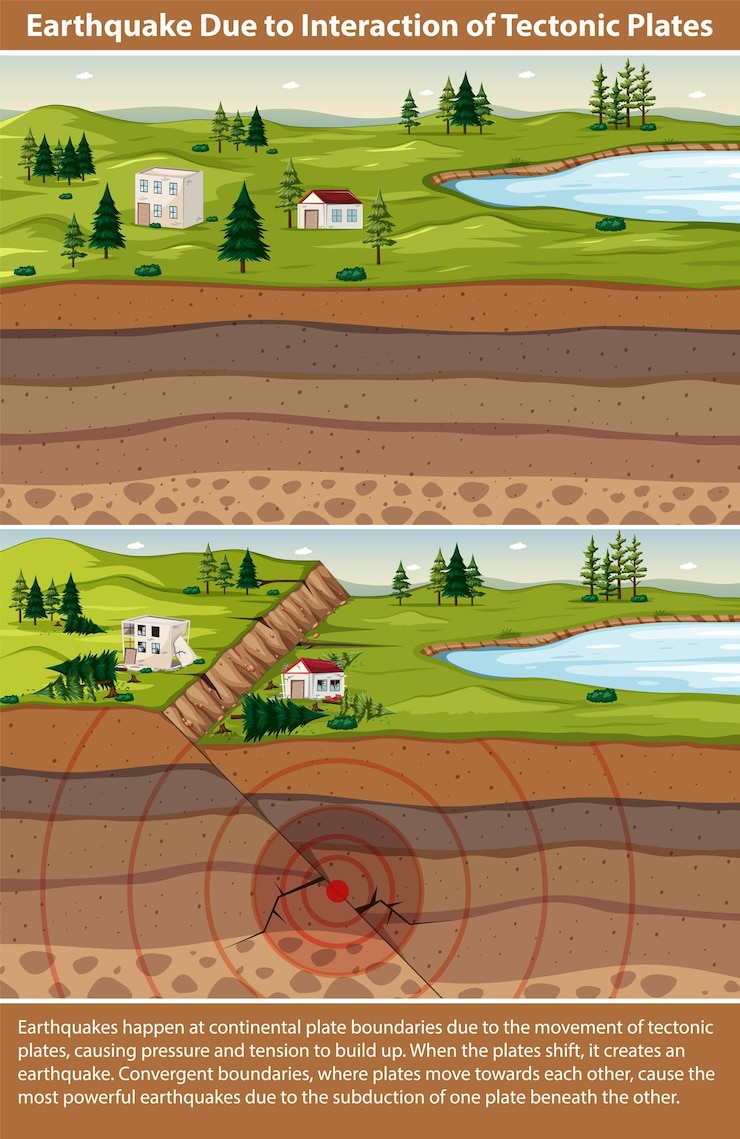 Gratis Vektor earthquake due to interaction of tectonic plates