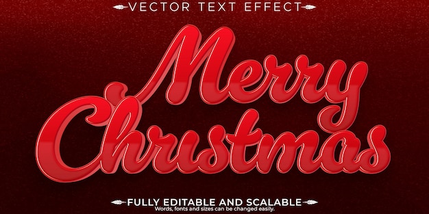 Editable text effect merry christmas 3d and new year font style