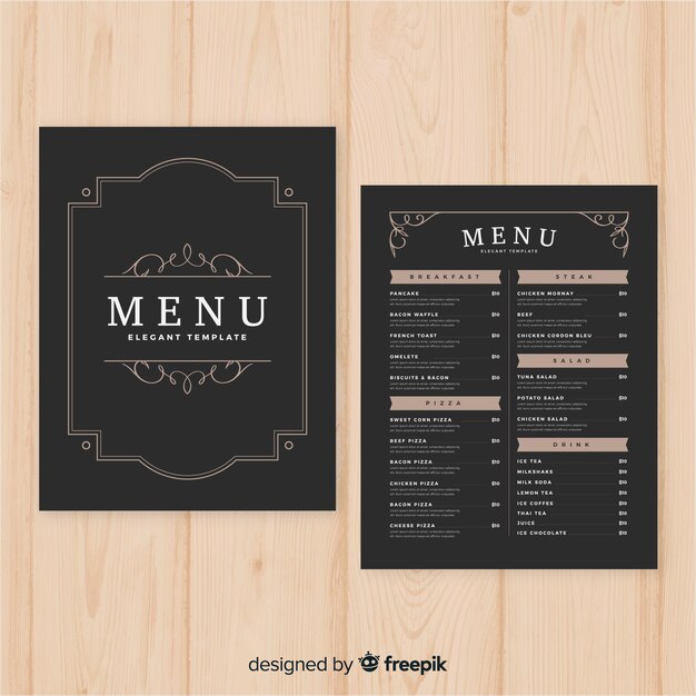 elegant gourmet restaurant menu template