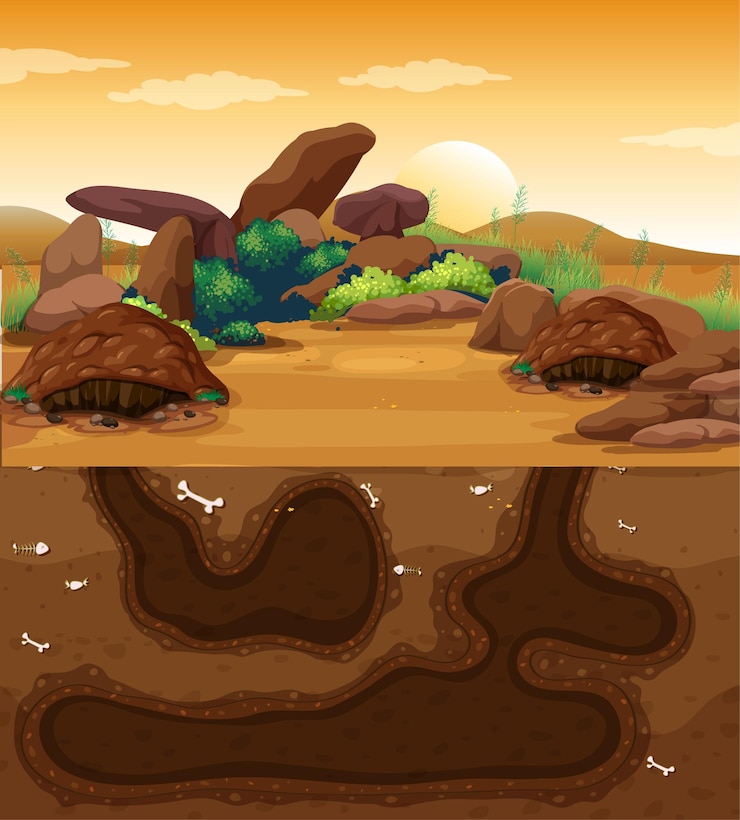 Gratis Vektor empty underground animal hole
