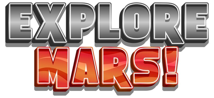 Gratis Vektor explore mars word logo design