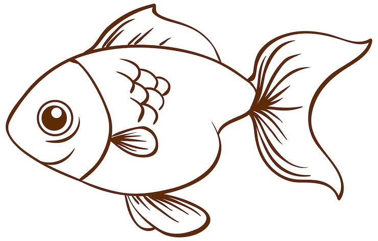 Gratis Vektor fish in doodle simple style on white background