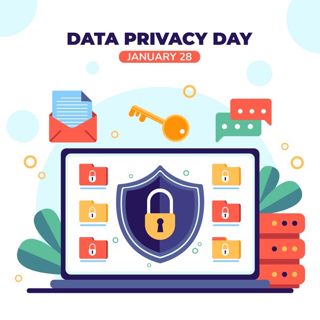 Flat data privacy day illustration