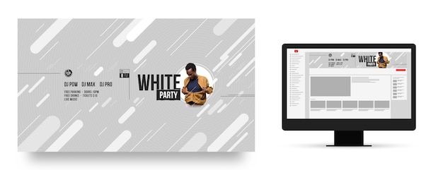 flat design white party design template