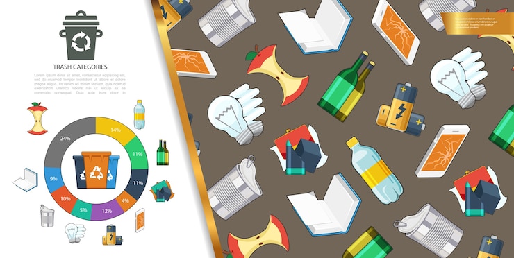 Gratis Vektor flat garbage colorful concept 