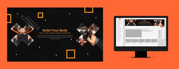 flat gym and fitness youtube channel art