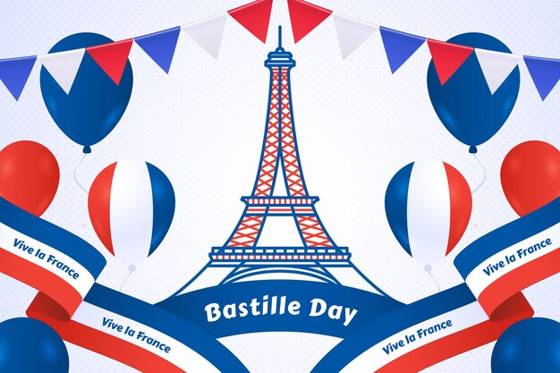 Flat illustrasjon av Bastille-dagen