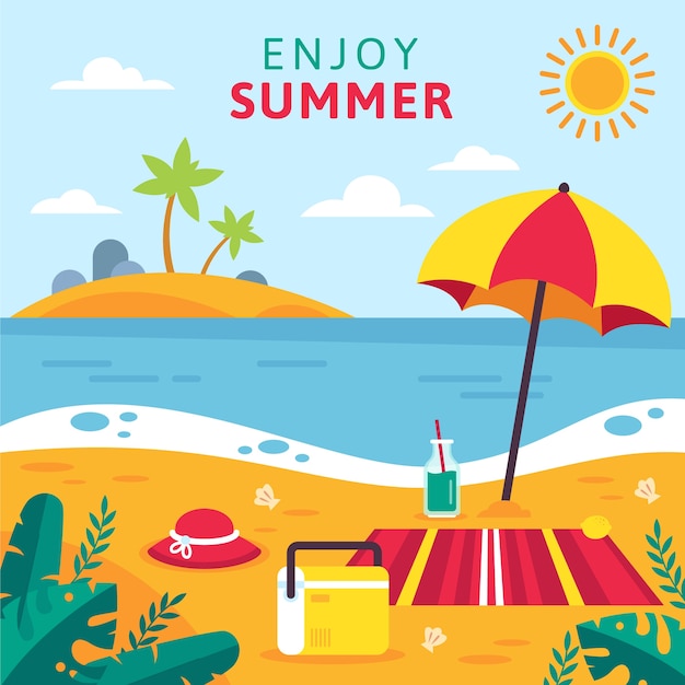 Flat illustrasjon av sommerferie
