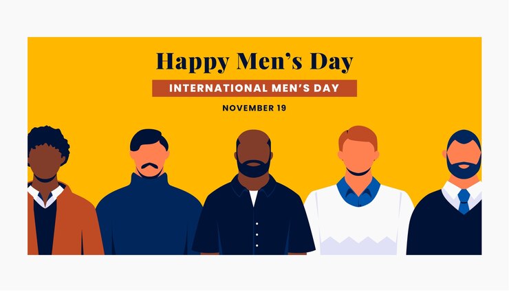 Gratis Vektor flat international men's day horizontal banner template