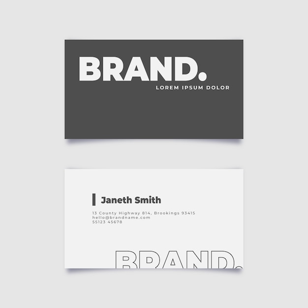 flat minimal double-sided horizontal business card template