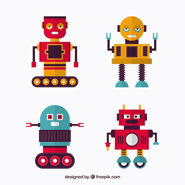Flat robotsamling med forskjellige positurer