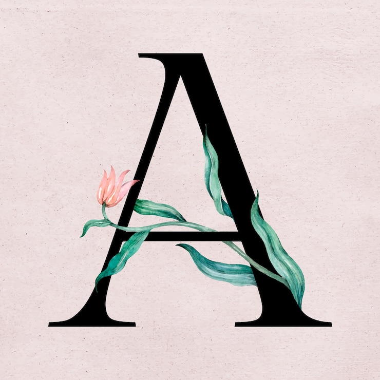 Gratis Vektor floral a letter font romantic typography
