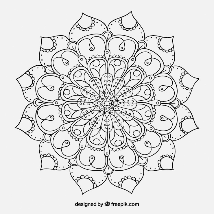 Gratis Vektor floral mandala drawing