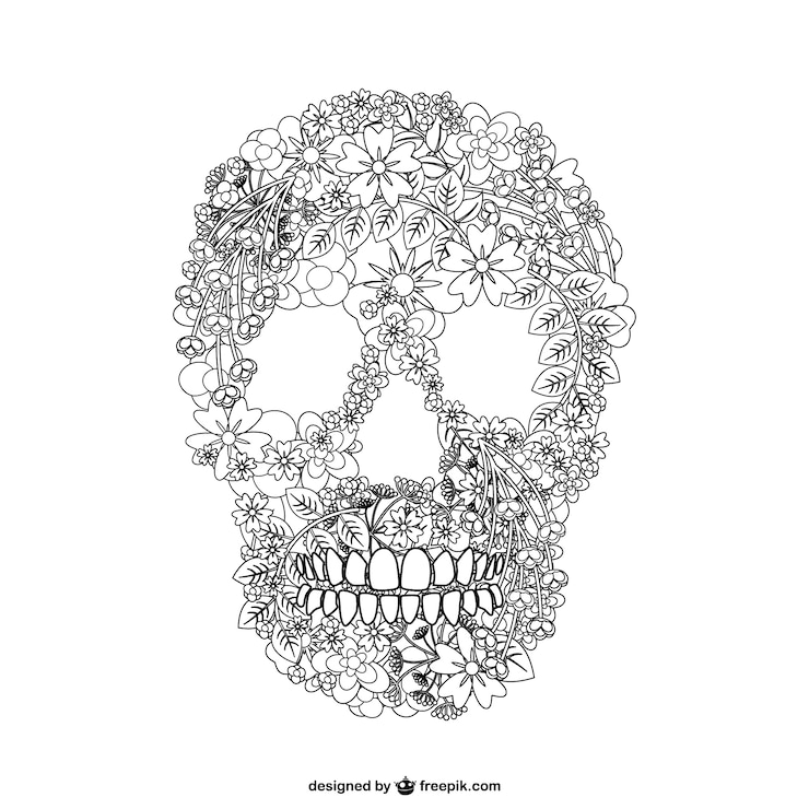 Gratis Vektor floral skull