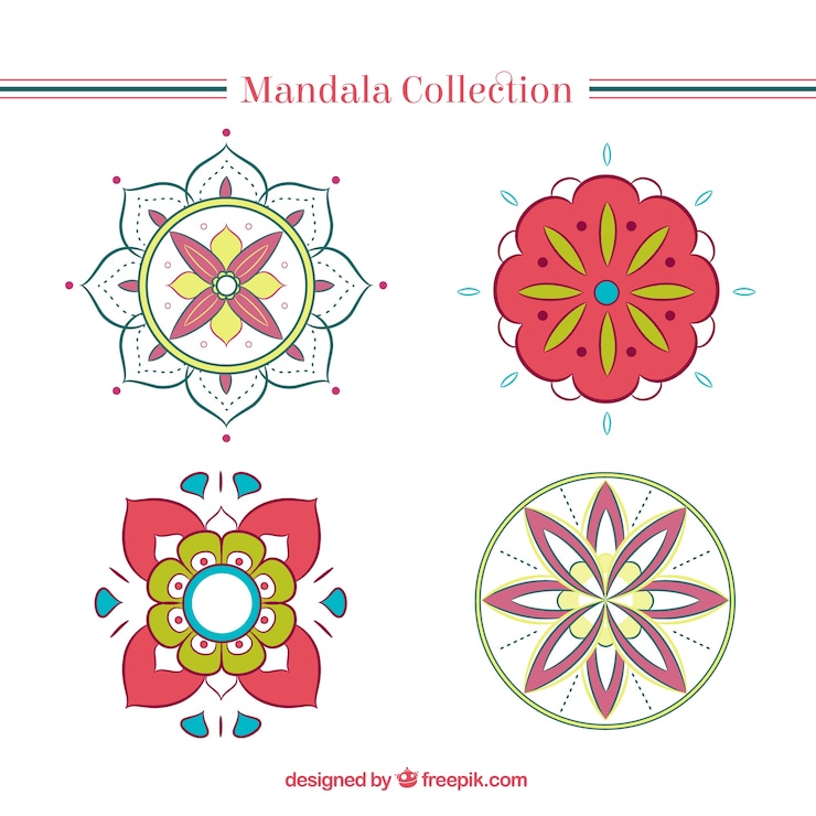 Gratis Vektor flowery mandala collection