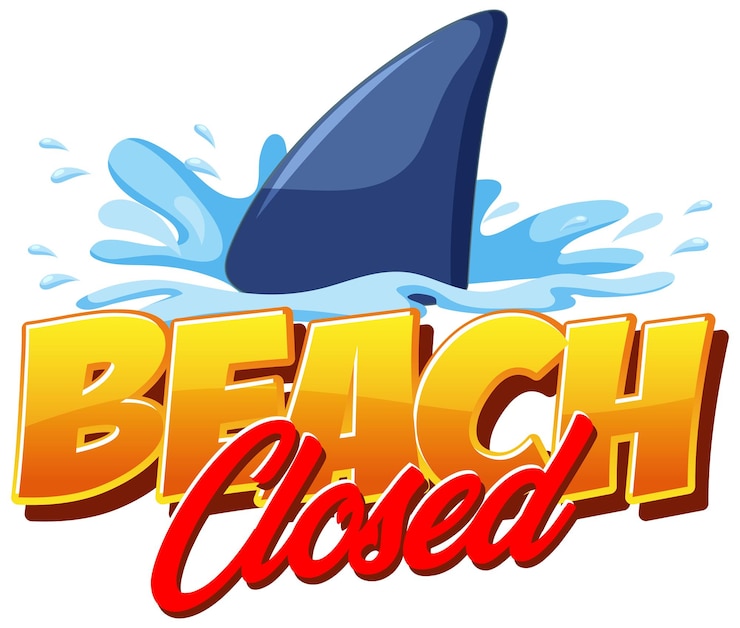 Gratis Vektor font design for beach closed with shark in water