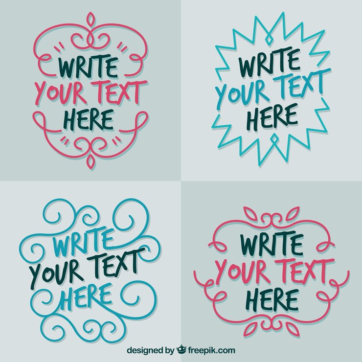 Gratis Vektor four ornamental hand drawn templates for text
