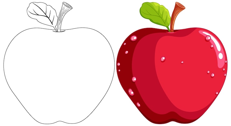 Gratis Vektor from sketch to vibrant vector apple