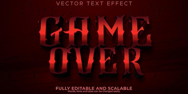 Game over text effect editable esport and red text style