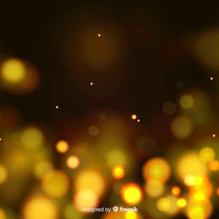 Gratis Vektor golden particles background in bokeh style