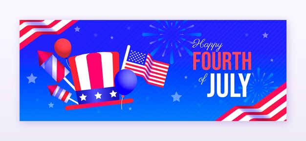 gradient 4th of july facebook cover template