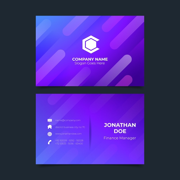 Gradient abstract horizontal business card template
