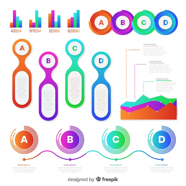 gradient infographic element collection