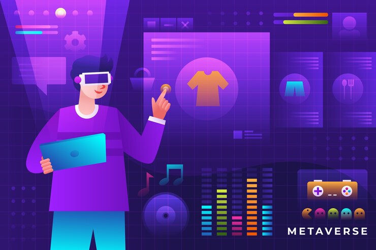 Gratis Vektor gradient metaverse background