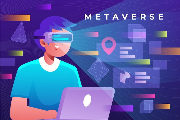 Gratis Vektor gradient metaverse background