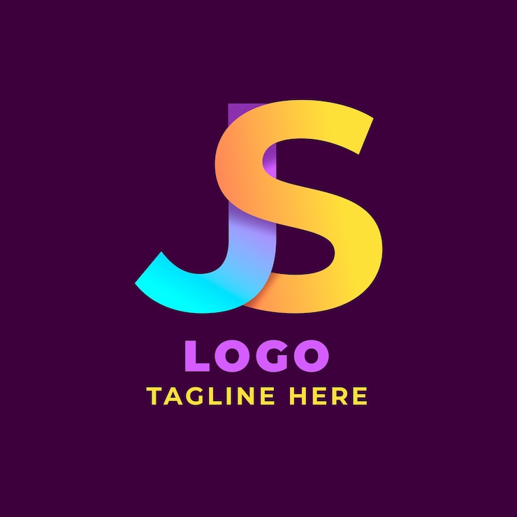Gratis Vektor gradient monogram js logo mal
