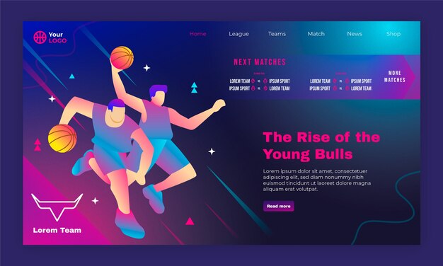 gradient texture basketball landing page