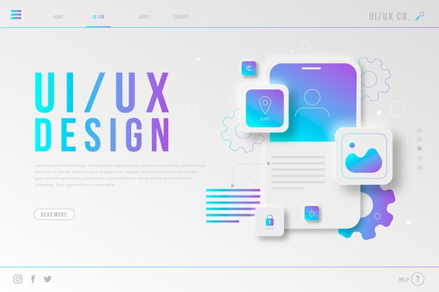 gradient ui ux landing page template